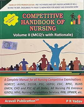 PR Yadav's Competitive Handbook of Nursing Vol 2 MCQ (English Only) 5th Edition